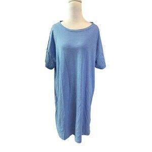 New Women's Sonoma Goods For Life Sleep Shirt Blue And White Stripes XXL